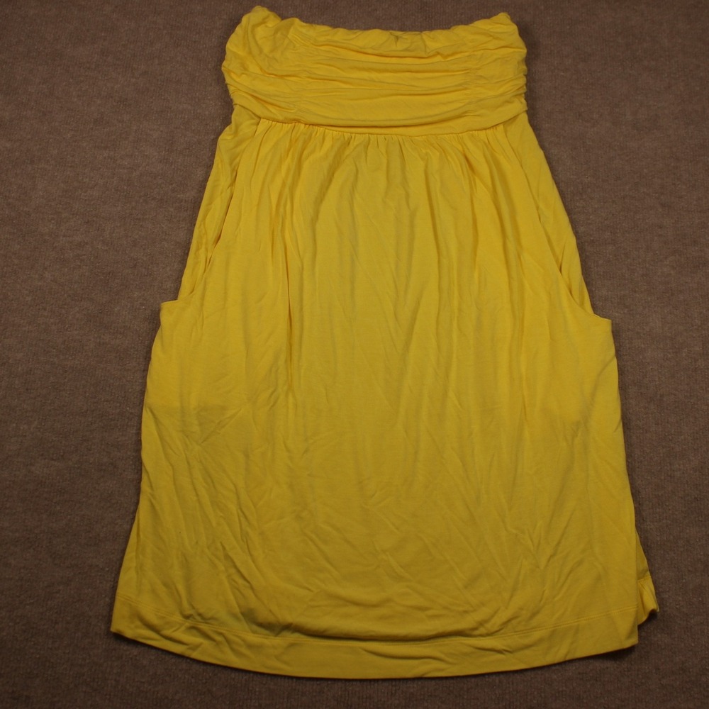 Half Moon by Modern Movement Yellow Strapless Ruched Tube Dress with Pockets M